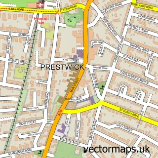 Street map sample of Prestwick, Ayrshire and Arran