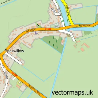 Street map sample of Prickwillow, Cambridgeshire