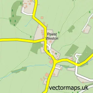 Street map sample of Priest Weston, Shropshire