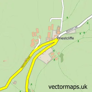 Street map sample of Priestcliffe, Derbyshire