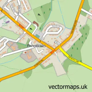 Street map sample of Princetown, Devon