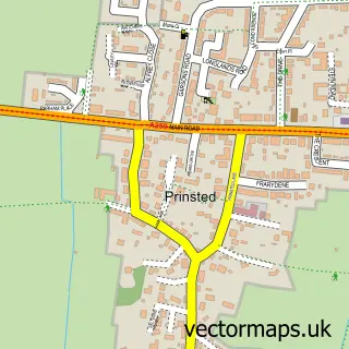 Street map sample of Prinsted, West Sussex