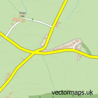 Street map sample of Prion, Clwyd