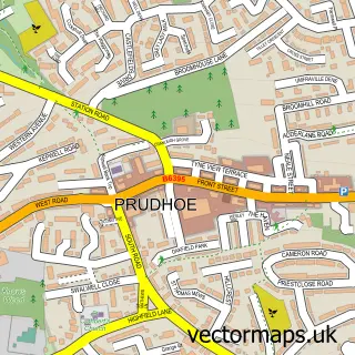 Street map sample of Prudhoe, Northumberland