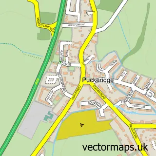 Street map sample of Puckeridge, Hertfordshire