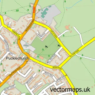 Street map sample of Pucklechurch, Gloucestershire