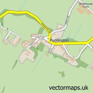 Street map sample of Puddington, Cheshire