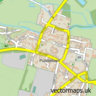 Street map sample of Puddletown, Dorset