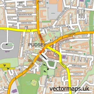 Street map sample of Pudsey, West Yorkshire
