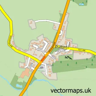 Street map sample of Pulford, Cheshire