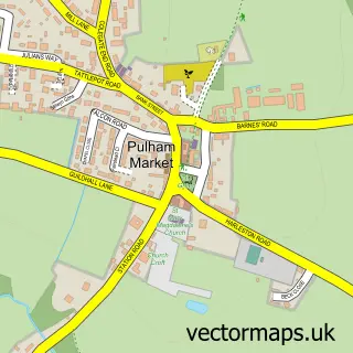Street map sample of Pulham Market, Norfolk