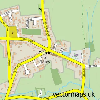Street map sample of Pulham St Mary, Norfolk