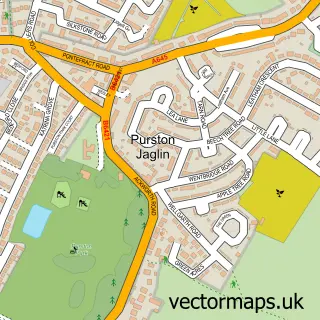 Street map sample of Purston Jaglin, West Yorkshire