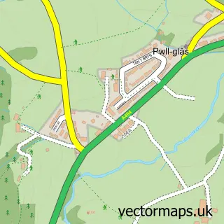 Street map sample of Pwllglas, Clwyd