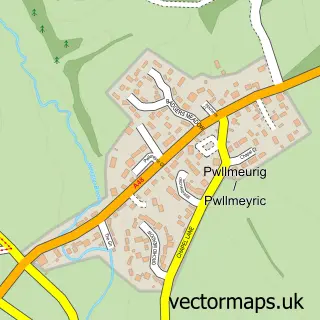 Street map sample of Pwllmeyric, Gwent