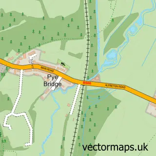 Street map sample of Pye Bridge, Derbyshire