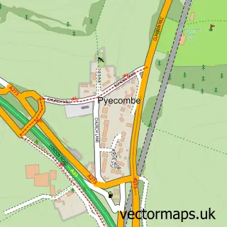 Street map sample of Pyecombe, West Sussex
