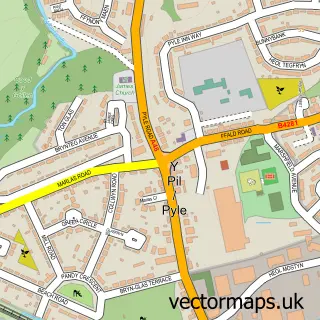 Street map sample of Pyle, Mid Glamorgan