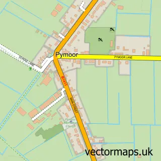 Street map sample of Pymoor, Cambridgeshire