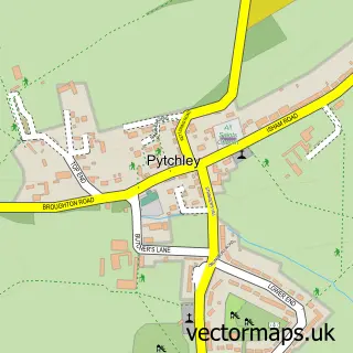 Street map sample of Pytchley, Northamptonshire