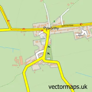 Street map sample of Pyworthy, Devon