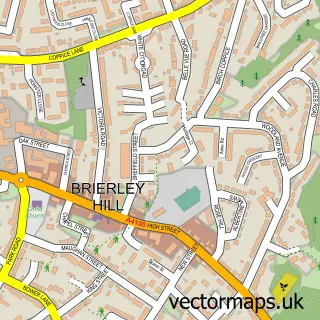 Street map sample of Quarry Bank, West Midlands