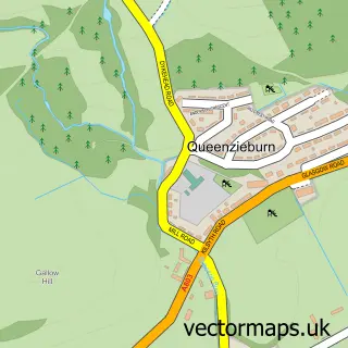 Street map sample of Queenzieburn, Dunbartonshire