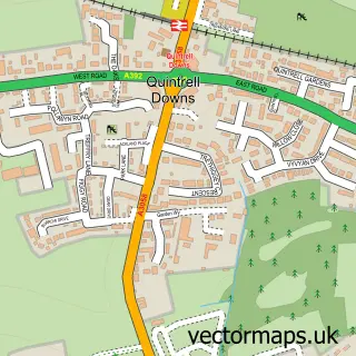 Street map sample of Quintrell Downs, Cornwall