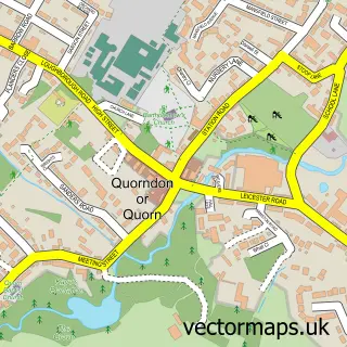 Street map sample of Quorn, Leicestershire
