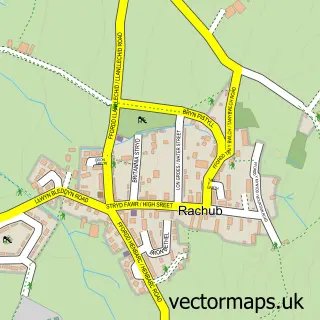 Street map sample of Rachub, Gwynedd