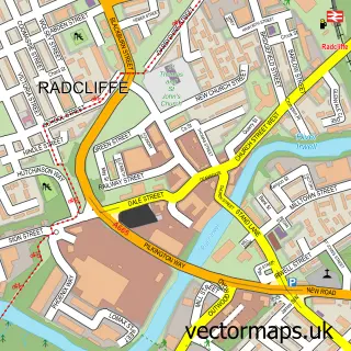 Street map sample of Radcliffe, Greater Manchester