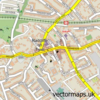 Street map sample of Radcliffe-on-Trent, Nottinghamshire