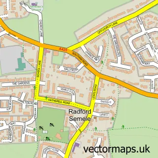Street map sample of Radford Semele, Warwickshire
