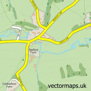 Street map sample of Radford, Somerset