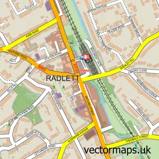 Street map sample of Radlett, Hertfordshire