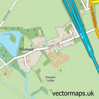 Street map sample of Radwell, Hertfordshire