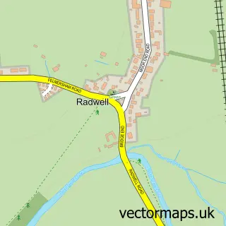 Street map sample of Radwell, Bedfordshire