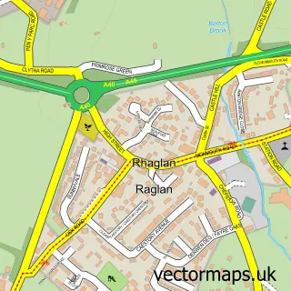 Street map sample of Raglan, Gwent
