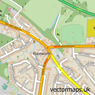 Street map sample of Rainworth, Nottinghamshire