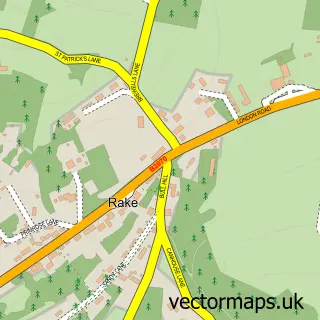 Street map sample of Rake, West Sussex