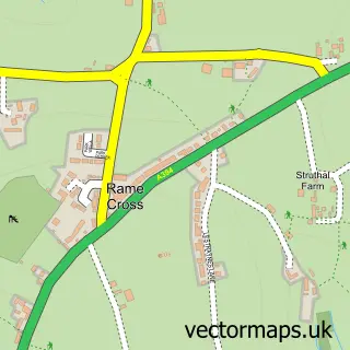 Street map sample of Rame, Cornwall