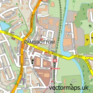 Street map sample of Ramsbottom, Greater Manchester