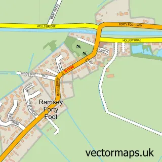 Street map sample of Ramsey Forty Foot, Cambridgeshire
