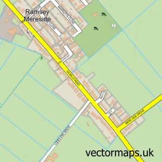 Street map sample of Ramsey Mereside, Cambridgeshire