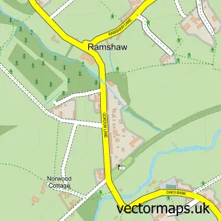 Street map sample of Ramshaw, Durham