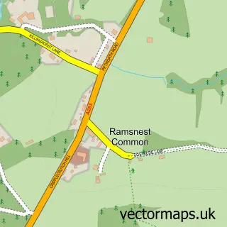 Street map sample of Ramsnest Common, Surrey