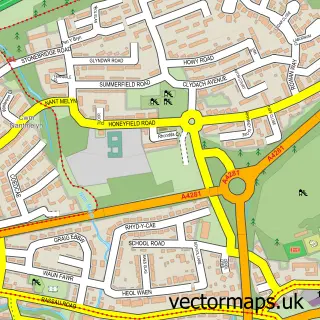 Street map sample of Rassau, Gwent