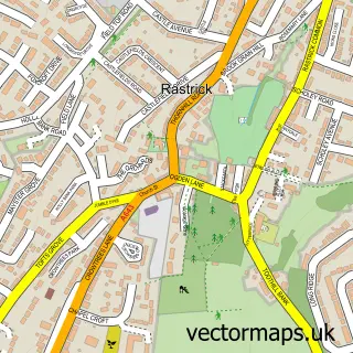 Street map sample of Rastrick, West Yorkshire