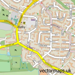 Street map sample of Ratby, Leicestershire