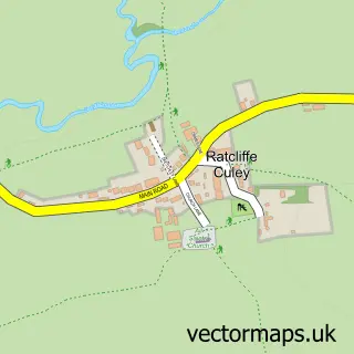 Street map sample of Ratcliffe Culey, Leicestershire